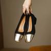 Sapatos femininos plus size 32-43 estilo pequeno perfumado combinação de cores salto bloco sapatos de verão femininos novos bico fino sapatos de camurça de salto baixo para o trabalho