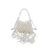 Bolso de Mano Tejido Hueco con Borlas Estilo Étnico Retro Bohemio Transfronterizo Bolso de Playa de Vacaciones Moderno y Elegante