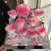 Espejo de flores eternas de cabello liso de fábrica, 9 rosas de jardín para novia, rosa de alta gama, regalo de San Valentín al por mayor