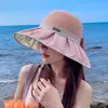 Sombrero de Sol de Goma Negra para Mujer Anti-UV Sombrero Parasol para la Cara de Ala Ancha Sombrero de Pescador Plegable Sombrero de Sol Nuevo
