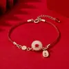 Colar Pingente Fu Pai Ping An Corda Vermelha Feminino Luxo Leve Pingente de Jade Hetian Sintético de Alta Qualidade Joia de Presente para Este Ano