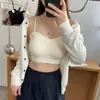Sujetador Bandeau Grueso Fijo sin Costuras para Mujer, Reafirmante Pecho Pequeño, sin Aros, Correas Finas, Anti-Exposición, Invisible, Espalda Bonita