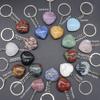 Piedra de Ágata de Cristal Natural Llavero Corazón de 30 mm Colgante en Forma de Corazón Caja de Regalo DIY Accesorios de Joyería