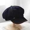 Gorra octogonal retro de bloques de color estilo coreano para mujer, versátil para todas las estaciones, hace que la cara se vea más pequeña, gorra de boina, gorra de artista casual y elegante