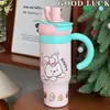 Vaso térmico lindo con temática de dibujos animados y asa, antideslizante, adecuado para uso en exteriores, oficina y propósitos generales, gran capacidad