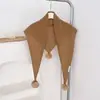 Diseño de Nicho Coreano Chal Triangular 100% Lana para Mujer, Abrigo de Punto Cálido para Otoño e Invierno con Adorno de Bolas y Calentador de Cuello