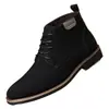 Zapatos de hombre de venta caliente transfronterizos, botines Chelsea de moda para hombre, zapatos casuales de caña alta para hombre, zapatos formales de negocios con cordones en stock
