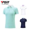 PGM Nova Camiseta de Golfe Feminina Manga Curta Esportiva Secagem Rápida Stretch Colorblock Gola Slimming Top Roupa