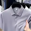 Camisa Polo de Manga Corta Fina de Seda para Hombre, Estilo Ralph Lauren, Camiseta Transpirable de Algodón y Lino con Cuello de Solapa