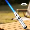 Encendedor de soplete resistente al viento de alta temperatura para puros, moxibustión, recargable, llama azul invertida de 360 grados para barbacoa y camping