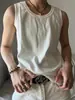 Camiseta sin mangas acanalada blanca de peso pesado para hombre, camiseta sin mangas ajustada de verano que realza los músculos, camiseta básica estilo americano para entrenamiento en el gimnasio