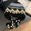 Gorro de Punto Retro Otoño e Invierno Estilo Fair Isle Para Adelgazar la Cara Cubre Cabeza Gorro Engrosado Cálido Protección para Orejas Gorro de Lana para Mujer