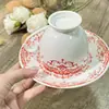 Conjunto de Xícara e Pires de Cerâmica Turquesa e Rosa Estilo Francês Vintage para Café para Casa, Restaurante, Hotel Atacado, Luxo Leve