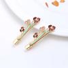 Accesorios para el Cabello Lacados Más Vendidos en Stock: Pinzas para el pelo de aleación para mujer, Pinzas de rana pintadas, Pinzas laterales florales, Adornos para el flequillo con pedrería