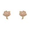 Moda coreana y japonesa dulce versátil clips de oreja de gato KT con circonita completa para mujer, pendientes exquisitos, de lujo ligero, simples, de alta gama, super brillantes al por mayor