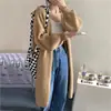 Suéter tejido casual estilo ins retro japonés para mujer, otoño e invierno 2026, corte holgado, abrigo de longitud media elegante estilo coreano