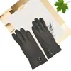 Luvas de Ciclismo Quentes de Lã para Inverno Luvas Sem Lã Luvas para Tela Sensível ao Toque Luvas de Ciclismo Femininas de Três Botões Sem Lã