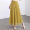 Pantalones Culotte de Gasa con Abertura Lateral Moda Verano 2023 Cintura Elástica Trasera Sueltos Casual Elegantes Pierna Ancha Largos