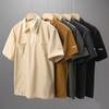 Camisa Polo para Hombre de Manga Corta con Media Cremallera, Cuello, Doble Bolsillo, Color Sólido, Elástica, Holgada, Camisa de Manga Corta, Jersey, Combina con Todo