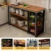 Estante de almacenamiento para cocina, cesta multifuncional para verduras, encimera de corte, estante de almacenamiento para microondas y utensilios de cocina, gabinete lateral, mesa multicapa