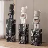 Estilo luxo leve varanda de sala de estar pilar de laje de rocha pedestal de pedra suporte de exibição pilar entrada de sala de estar corredor suporte de flores de laje de rocha
