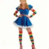 Traje Clássico de Performance para Cosplay Roupa de Palhaço Conjunto de Nariz de Palhaço Peruca Afro Gravata Borboleta de Palhaço Gravata