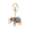 Chaveiro de Elefante com Diamantes Coloridos em Liga de Animal para Mulheres, Pingente de Bolsa de Carro, Argola de Chaveiro, Presentes Criativos Europeus e Americanos Transfronteiriços