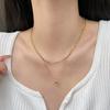 Colar de aço titânio sem cor, redondo, com letras, dupla camada, corrente para clavícula feminina, design leve e luxuoso de nicho, corrente de lã da moda de alta qualidade