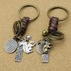 Llavero creativo para hombre aleación ardilla pino vintage tejido piel de vaca llavero