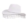 Nuevo Sombrero de Fiesta Estilo Western con Decoración de Pedrería, Cadena Metálica, Sombrero de Jazz Moderno y Versátil
