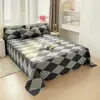 Sábanas de algodón lavado al agua hipoalergénicas de una sola pieza, sábanas de cuadros simples de par individual, sábanas y fundas de almohada individuales para dormitorio y hogar, venta al por mayor