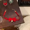 Faixa de Cabelo Vermelha de Ano Novo Grampo de Cabelo Acessórios de Laço para Traje Tang Faixa de Cabelo com Orelhas de Urso de Pelúcia Acessórios de Cabelo Fofos para Parque de Diversões