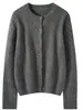 Nuevo Cardigan de Punto Trenzado 100% Cachemira Pura Otoño/Invierno 2026 para Mujer Cuello Redondo Holgado Suéter Vintage de Punto