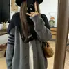 Suéter tipo abrigo de estilo coreano de estilo holgazán para mujer, otoño e invierno, nuevo, grueso, holgado, que combina con todo, que reduce la edad, casual, de punto, tipo cárdigan, top