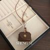 Collar Choker Estilo Coreano Bolsa para Llaves Monedero Collar Nicho Cuero Retro de Alta Gama Cuello Otoño Cadena de Lana