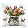 Fronha Colorida de Tulipa e Borboleta de Primavera da Amazon Transfronteiriça para Travesseiro de Escritório, Quarto, Carro, Sofá