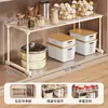 Estante de almacenamiento multifuncional para cocina, organizador para debajo del fregadero, gabinete de capas, organizador de encimera y soporte ajustable para microondas