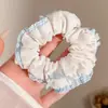 Lenço quadrado grande com estampa floral pequena, elástico de cabelo para mulheres, faixa de cabelo elástica, acessório de cabelo com estilo coreano de alta qualidade