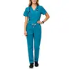 Set de Ropa de Lavado de Manos Transfronterizo Bestseller Europeo y Americano Traje Médico para el Cuidado de la Salud Ropa de Trabajo Microelástica Transpirable de Secado Rápido Top y Pantalones para Lavado de Manos