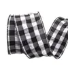 Bestseller transfronteiriço fita xadrez bolha decoração de presente DIY Ação de Graças acessórios de laço fita com borda de arame
