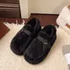 Zapatos tipo gorro, zapatos de algodón, mocasines sin cordones forrados de polar, zapatos peludos para mujer, nuevo estilo 2026, versátiles para usar al aire libre, suela gruesa, otoño e invierno