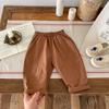 Pantalones de Color Sólido Estilo Coreano Bolsillo de Parche en la Rodilla para Bebé Pantalones Casuales Tejidos Pantalones de Moda Handsome para Niño Otoño Combinación Total