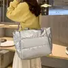 Bolsa de color liso, bolso de mano de gran capacidad, bolsa ligera de plumón para mujer, bolsa de equipaje, bolso cruzado, bolsa de tela de algodón