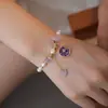 Pulseira de Pérola de Água Doce Ametista Zircônia Arroz Feminina Elegante Celebridade da Internet Design Moderno Pulseira para Melhores Amigas