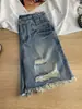 Shorts de mezclilla retro lavados y rotos de estilo callejero americano talla extra para hombres y mujeres, shorts holgados de pierna ancha para verano