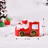 Nuevo Tren de Muñeco de Nieve de Papá Noel Paisaje en Miniatura Adornos de Escena de Nieve Calcetines de Regalo Velas Campanas Artesanías de Resina