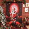 Cortina de Puerta Estilo Americano Navideño Cortina de Papá Noel Cortina Terminada Decoración Cortina Terminada sin Taladro para Ventanas Grandes