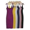 Vestido de Alça de Ombro Estilo Europeu e Americano com Torção para Mulheres Design com Tira nas Costas Saia Base na Cintura Saia Longa
