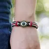 Acessórios Criativos Europeus e Americanos Mais Vendidos, Decorações de Olho em Liga, Pulseiras de Couro Retrô, Pulseiras Simples Trançadas Feitas à Mão