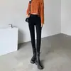 Jeans Preto de Cintura Alta Feminino Moda Outono e Inverno 2024 Novo Versátil Justo Stretch Skinny Calça Lápis